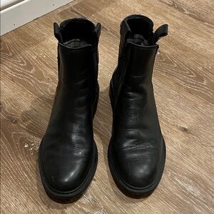 Zara Basic Collection Black Leather Ankle Boots